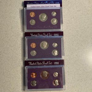 U.S. Mint Proof Sets 1984/1985/1989 - Lot of 3